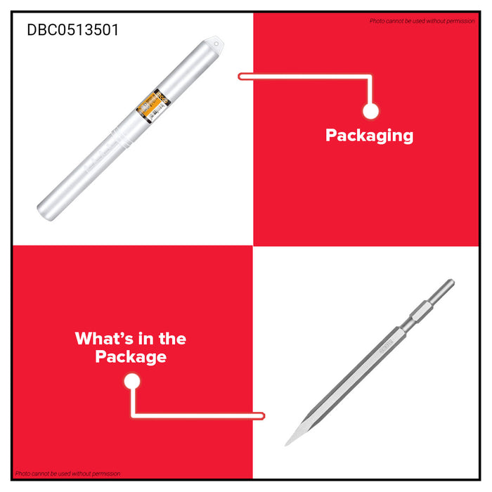 BUILDMATE Ingco Hex Chisel 17x350mm Flat / Pointed Hex Breaker Concrete Masonry Demolition & Chiseling Tool - IHT