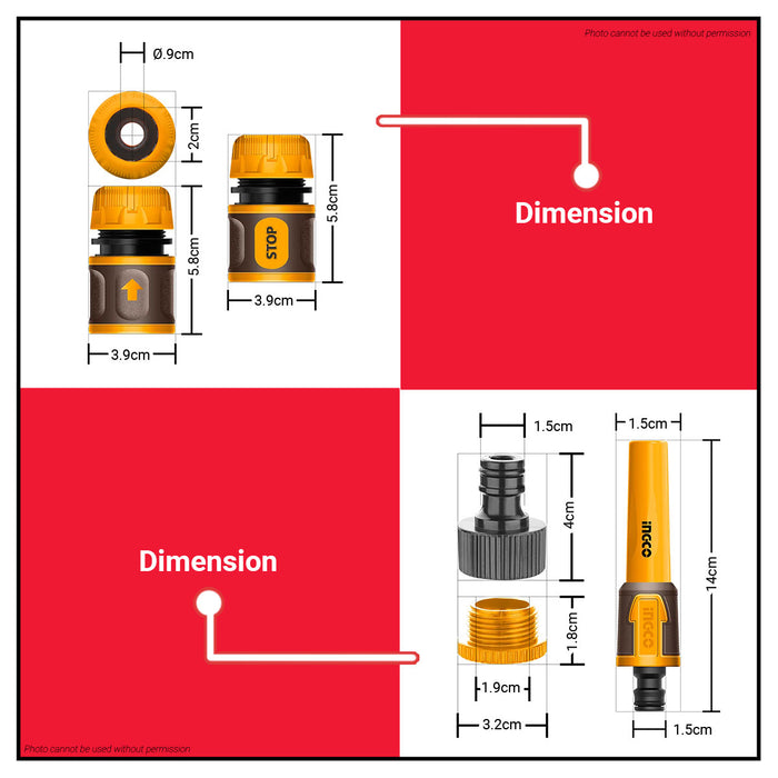 INGCO 5PCS Twist Nozzle Gun Garden Hose Spray Set HHCS05122 •BUILDMATE• IHT