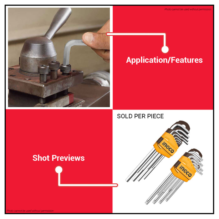 INGCO Hex Key 9pcs/Set HHK11091 •BUILDMATE• IHT