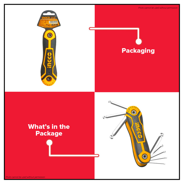 INGCO Ball Point Hex Key Cr-V HHK14082 •BUILDMATE• IHT