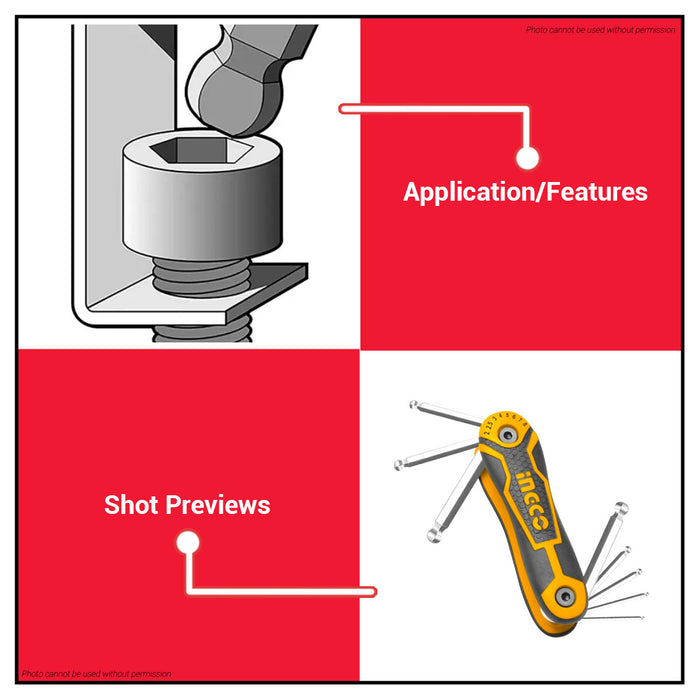 INGCO Ball Point Hex Key Cr-V HHK14082 •BUILDMATE• IHT