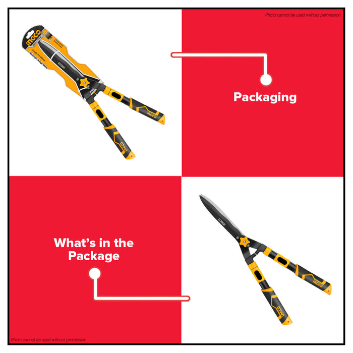 INGCO 710mm-860mm Telescopic Hedge Shears Extendable Garden Hedge Clippers HHS6306 - IHT