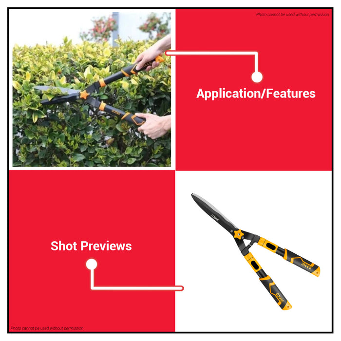 INGCO 710mm-860mm Telescopic Hedge Shears Extendable Garden Hedge Clippers HHS6306 - IHT