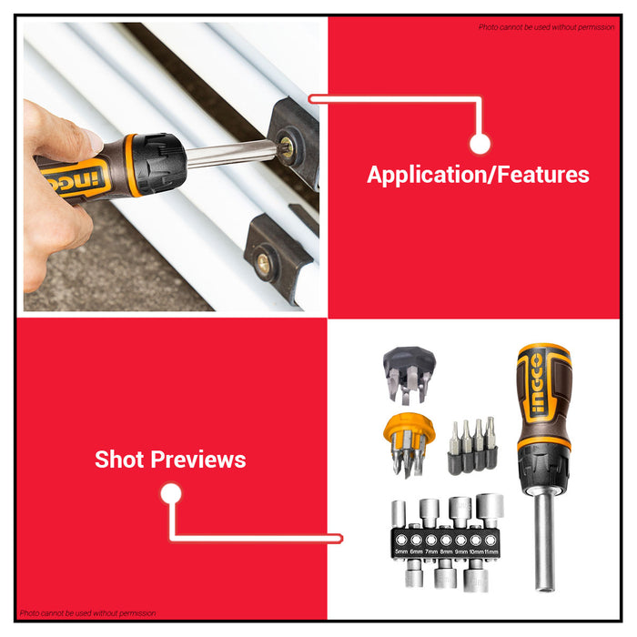 INGCO Ratchet ScrewDriver 24PCS/SET HKSDB0248  •BUILDMATE• IHT