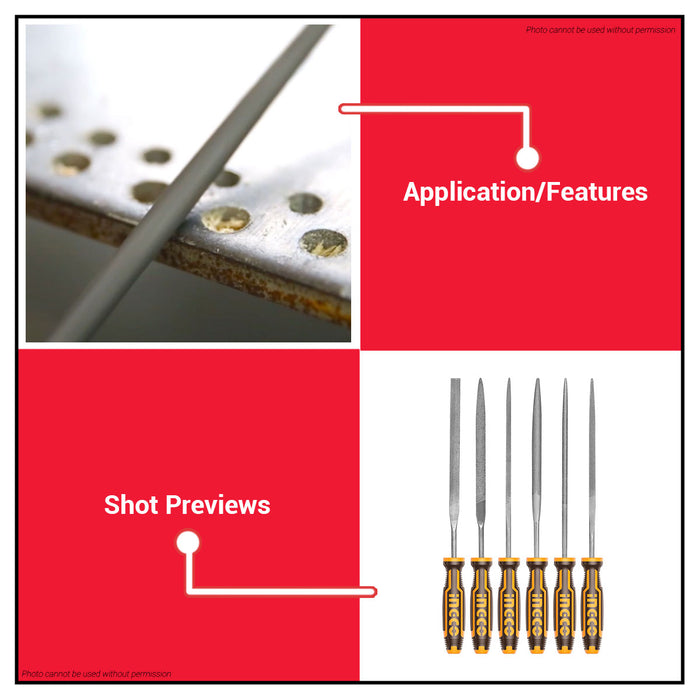 INGCO 6pcs Metal File Set Kikil For Steel And Metal Filing HKTF63 HT-SS