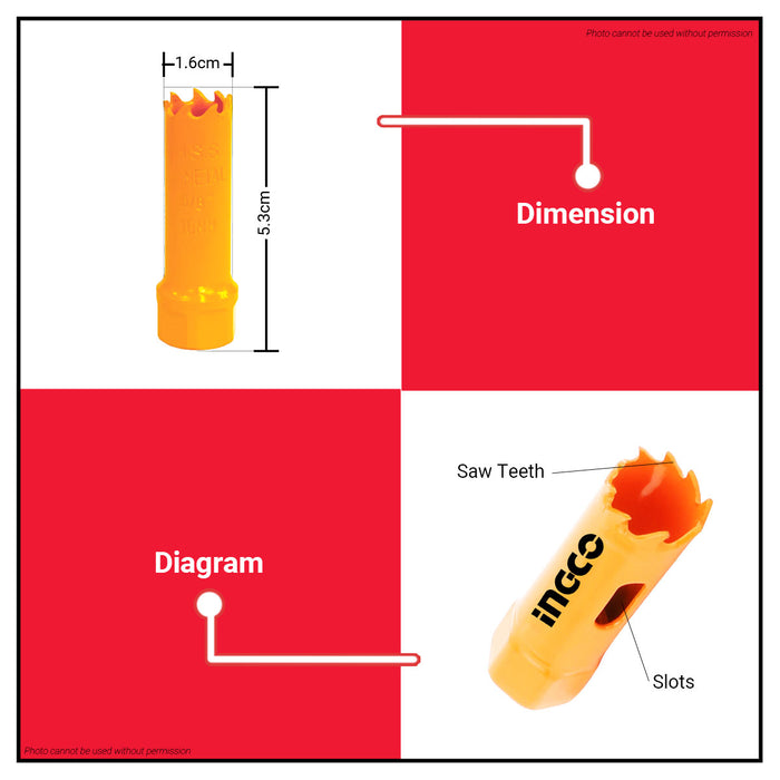 INGCO Hole Saw 16mm HSB10161 •BUILDMATE• IHT