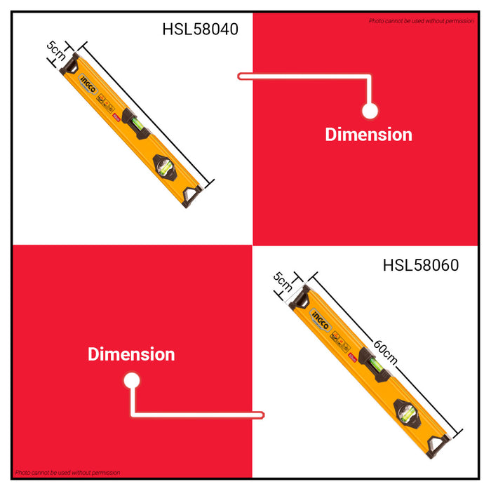 BUILDMATE Ingco 60cm Spirit Level SUPER SELECT Aluminum Leveling Bubble Leveler Tool HSL58060 - IHT