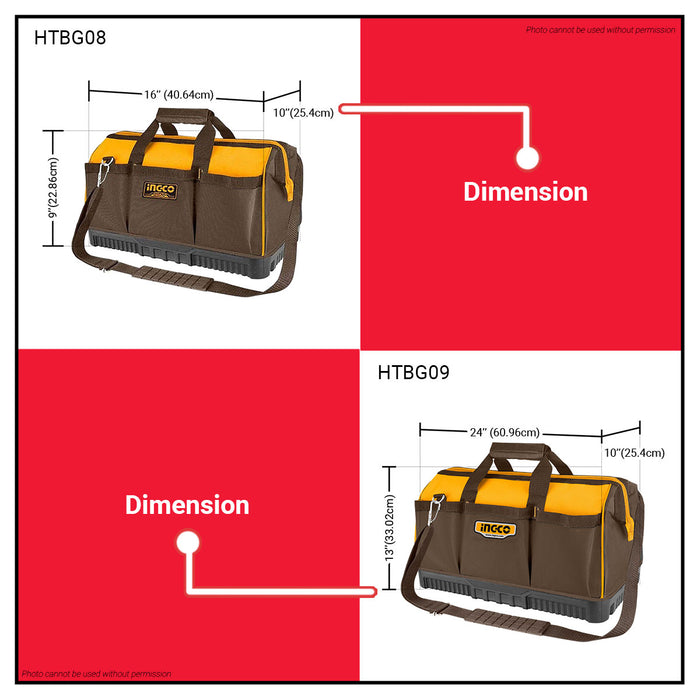 BUILDMATE Ingco Tool Bag 16" / 24" Multi-Functional Tools Organizer Storage Carrier Multi-Pocket Toolbag - IHT