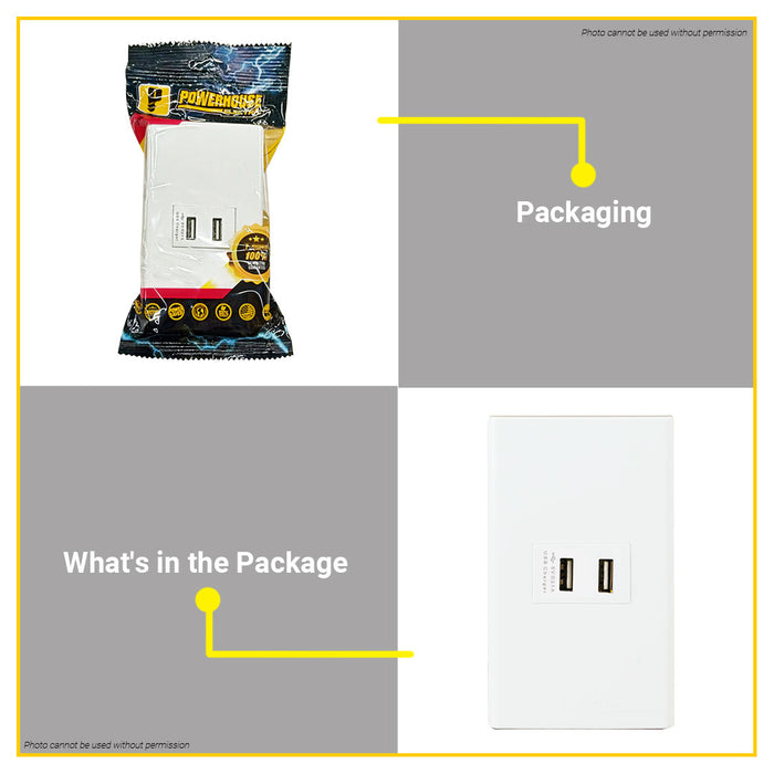 LIGHTHOUSE Electric 1 Gang Plate w/ USB Outlet 120mm x 70mm 5V/2.1A LHWDUSB-303-P1 •BUILDMATE• PHLH
