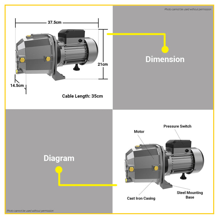 BUILDMATE Lotus 1HP Deep Well Jet Pump 2m³/h with Copper Impeller Injector Clean Water Well Pump For Water Supply LJM100X
