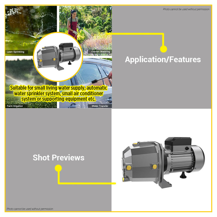 BUILDMATE Lotus 1HP Deep Well Jet Pump 2m³/h with Copper Impeller Injector Clean Water Well Pump For Water Supply LJM100X