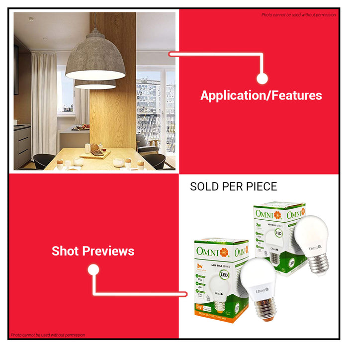 OMNI LED Lite Light Bulb G45 3W LLG45E27-3W •BUILDMATE•
