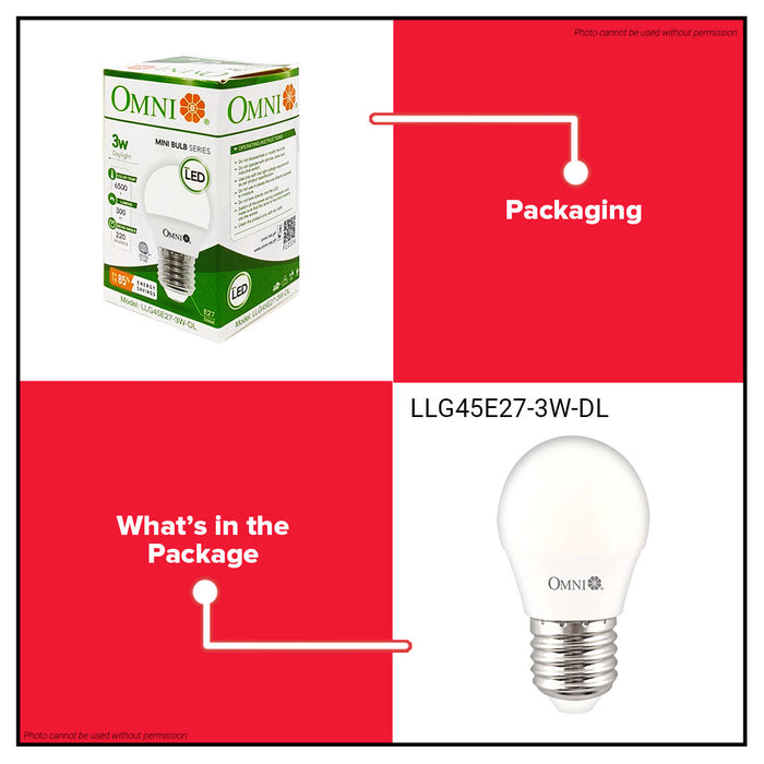 OMNI LED Lite Light Bulb G45 3W LLG45E27-3W •BUILDMATE•