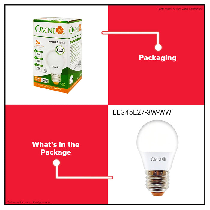 OMNI LED Lite Light Bulb G45 3W LLG45E27-3W •BUILDMATE•