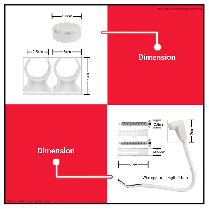 OMNI LED Tube Clip Holder 1 Pair with Screw •BUILDMATE•