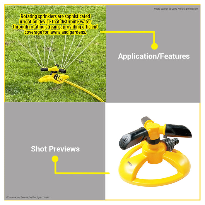 LOTUS Garden 3 Arm Rotating Sprinkler LTGT3VRX •BUILDMATE• LHT LUTOS