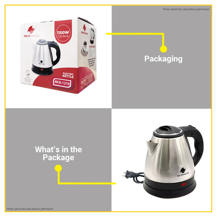 MICROMATIC Cordless Electric Stainless Kettle 1.2L 1100W MCK-1210 •BUILDMATE•