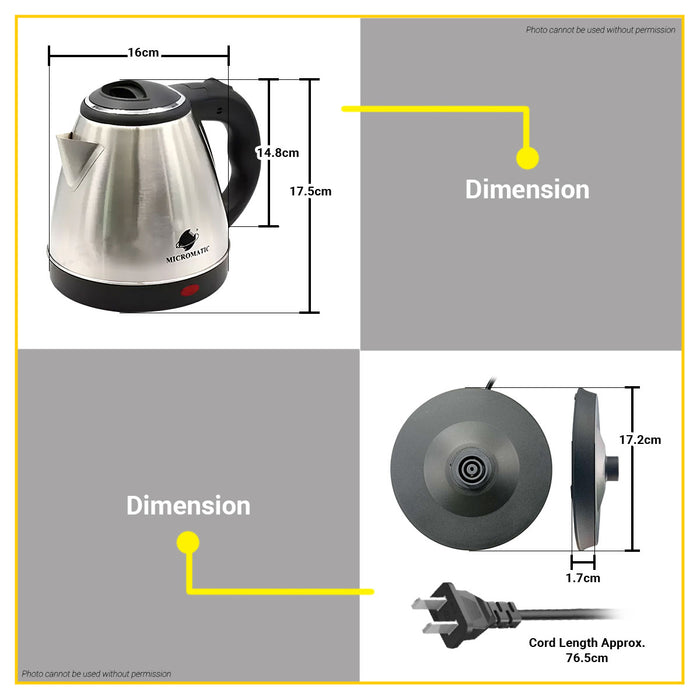 MICROMATIC Cordless Electric Stainless Kettle 1.2L 1100W MCK-1210 •BUILDMATE•