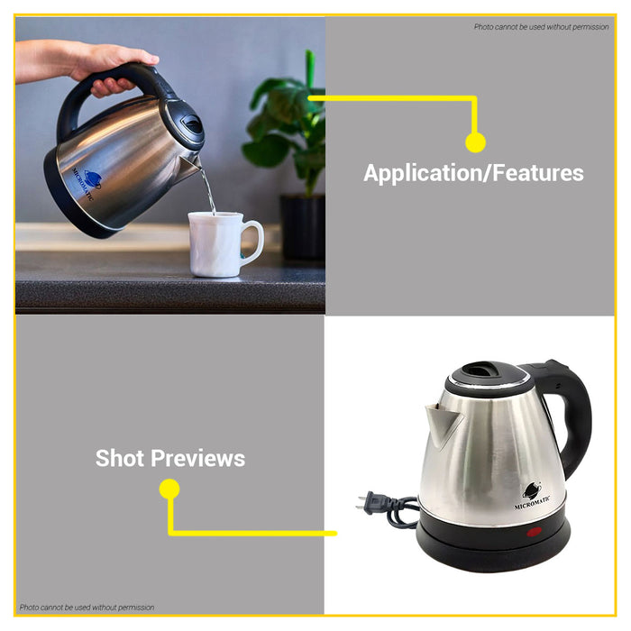 MICROMATIC Cordless Electric Stainless Kettle 1.2L 1100W MCK-1210 •BUILDMATE•