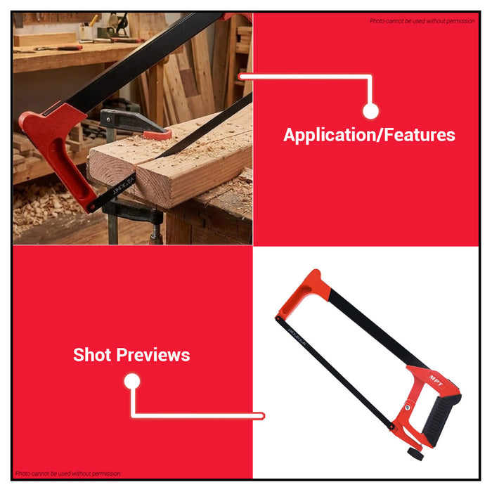 Buildmate x MPT Hack Saw Frame HD 12" Heavy Duty Steel Hand Tool MHF02002B-12