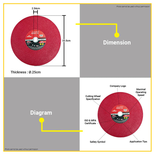 MPT 14" Red Single Net Ultrathin Cutting Wheel 355MM MJS01001-35525R ACC • MOST PROFESSIONAL TOOLS •
