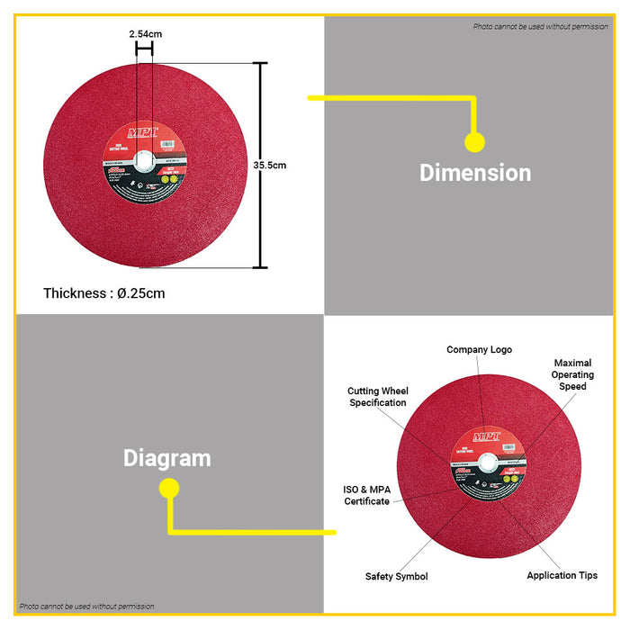 MPT 14" Red Single Net Ultrathin Cutting Wheel 355MM MJS01001-35525R ACC • MOST PROFESSIONAL TOOLS •
