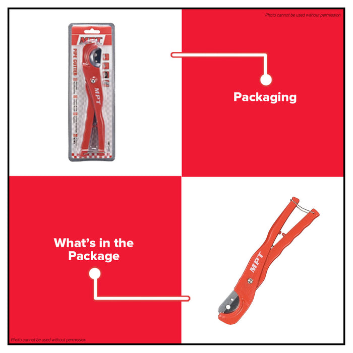 Buildmate x MPT PVC Pipe Cutter 35mm Heavy Duty Ratchet Type Cutting Tool MHF01001