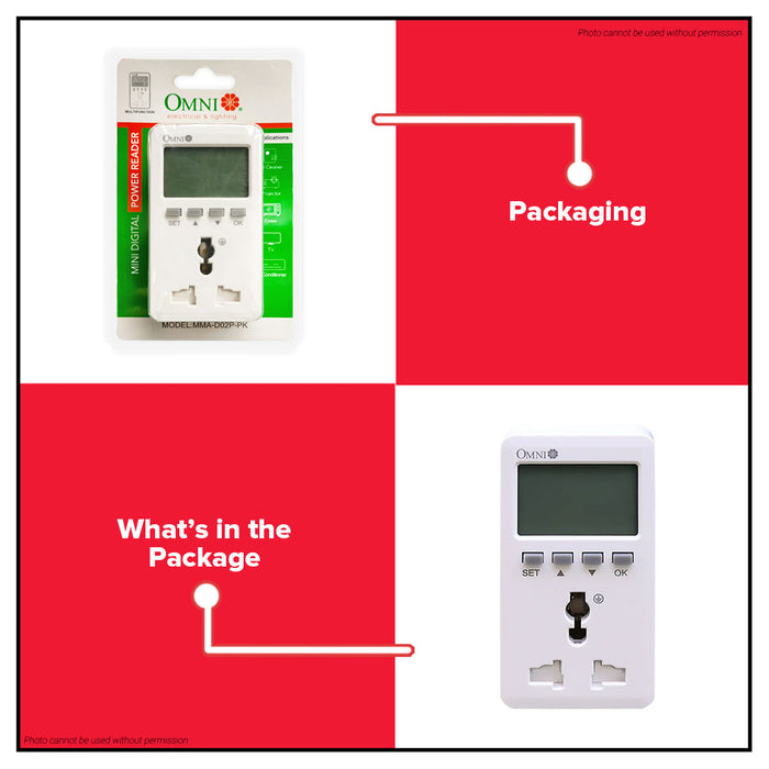 BUILDMATE Omni Mini Digital Power Reader 15A 90-250V MMA-DO2P-PK / MMAD02P-PK
