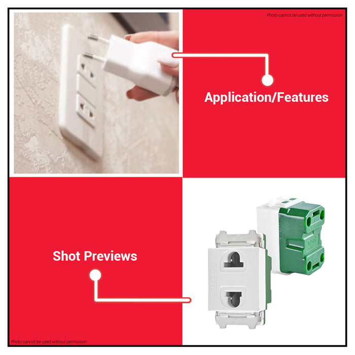 BUILDMATE Omni Classic Universal Outlet 16A 250V Flame Retardant Electrical Wall Power Outlet WEU-200