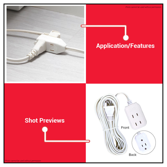 POWERHOUSE Electric 6 Meters 3 Gang Extension Cord Portable Socket Outlet Flat Pin PHEC-100-6M  PWTA