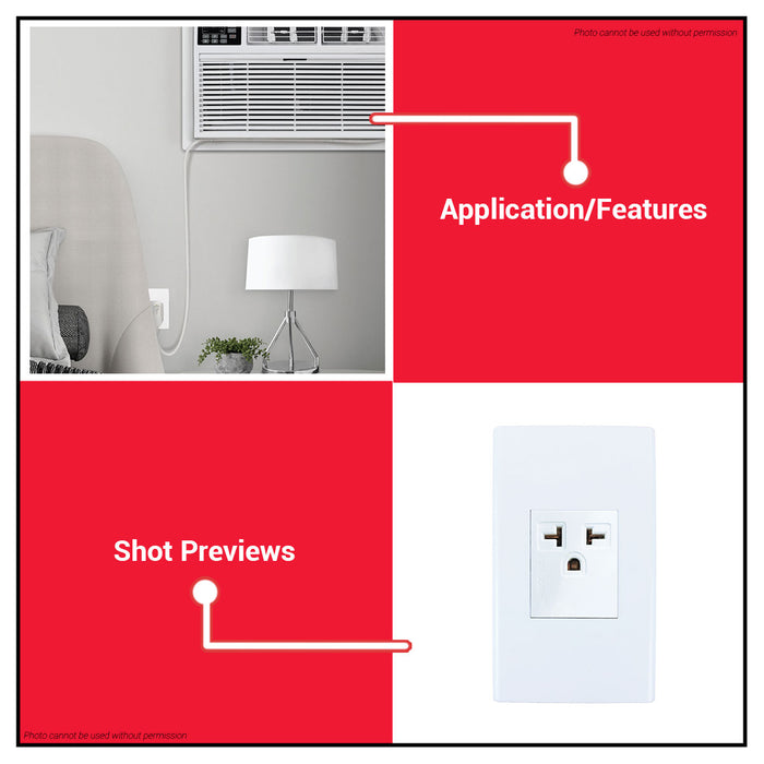 LIGHTHOUSE Electric 1 Gang Plate w/ Aircon Outlet 120mm x70mm 250V-20A LHWD-404-P4 •BUILDMATE• PHLH