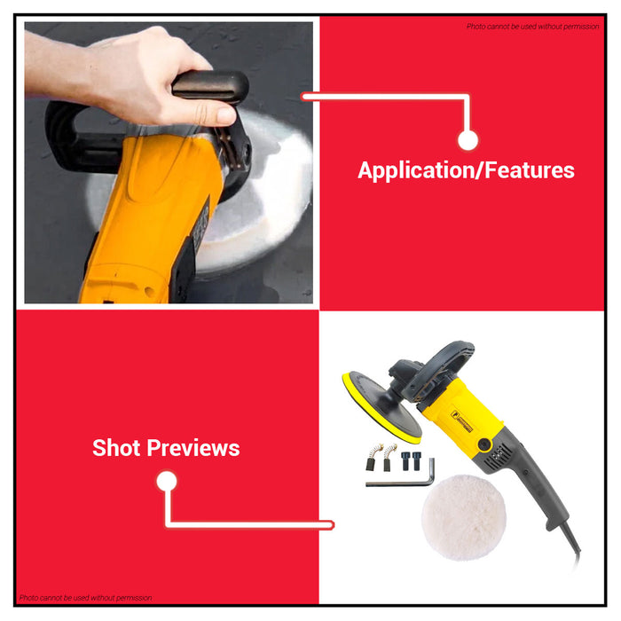 PowerHouse Electric Polisher 1400W 180mm for Car Detailing & Buffing PH-P1800MM PHPT