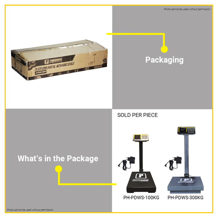 POWERHOUSE Heavy Duty Platform Digital Weighing Scale 100kg / 20g | 300kg / 50g •BUILDMATE• PHPT