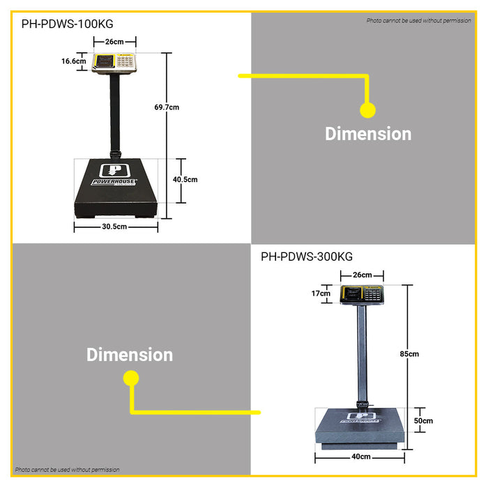 POWERHOUSE Heavy Duty Platform Digital Weighing Scale 100kg / 20g | 300kg / 50g •BUILDMATE• PHPT
