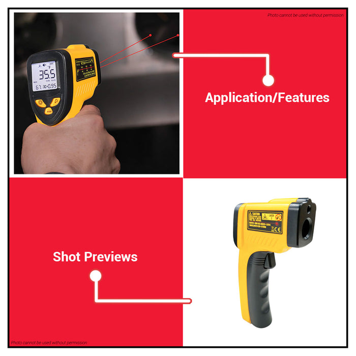 POWERHOUSE Laser Infrared Thermometer with Alarm PH-THM600 PHHT