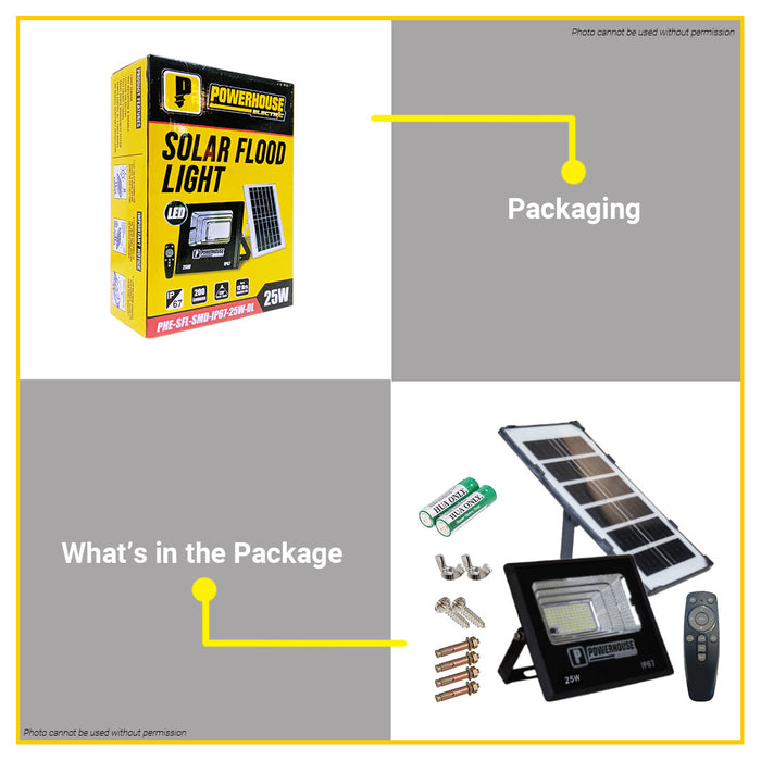BUILDMATE Powerhouse LED Solar Flood Light 25W / 60W IP67 6500K Daylight Outdoor Weatherproof Solar Security Lamp PHE-SFL-SMD-IP67 - PHE