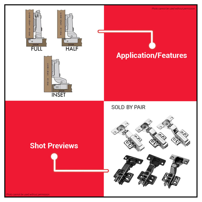 Pololock Matte Black Soft Close Hinges for Frameless Cabinets 90° Use C1–C3, HC1–HC3 - BUILDMATE