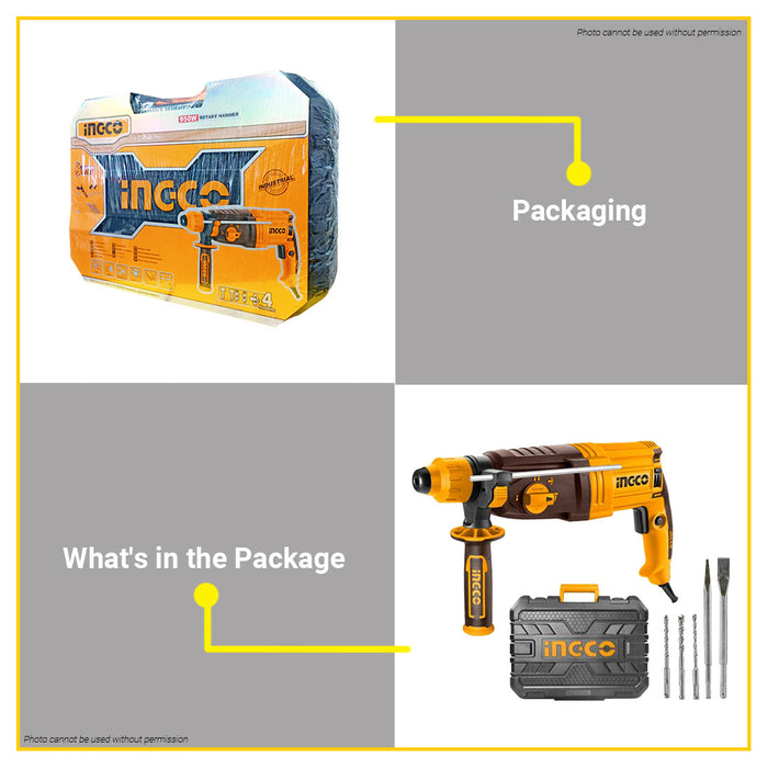 INGCO 950W SDS 28MM Rotary Hammer Drill w/ 3 Drills 2 Chisel and Case RGH9528 •IPT•