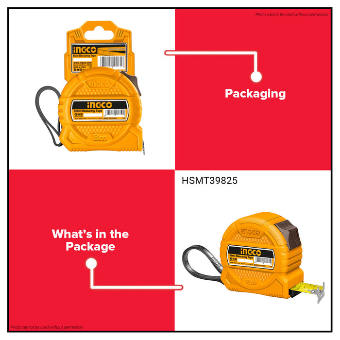 INGCO Steel Measuring Tape 3M | 5M | 8M With Metric And Inch One Button SUPER SELECT [SOLD PER PIECE]•BUILDMATE• HT2