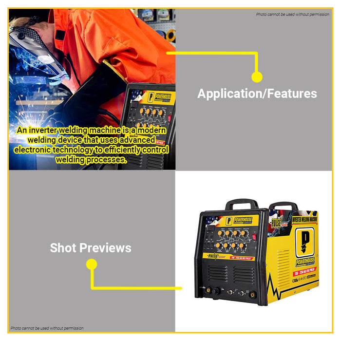 POWERHOUSE 250A AC-DC TIG / MMA 2IN1 PULSE SERIES Inverter Welding Machine Inverter Welder Weld Inverter Welder Machine TIG-250 AC/DC-PULS - PHWM