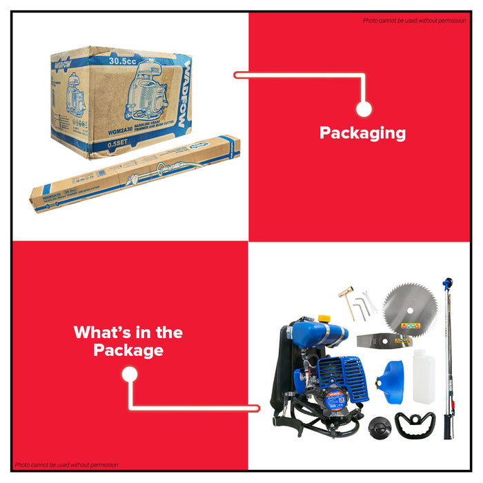 BUILDMATE Wadfow 2-Stroke Gasoline Grass Trimmer and Bush Cutter 30.5cc 0.81kW Lawn Mower Weed Cutter Gardening Tool WGM2A30 - WPT