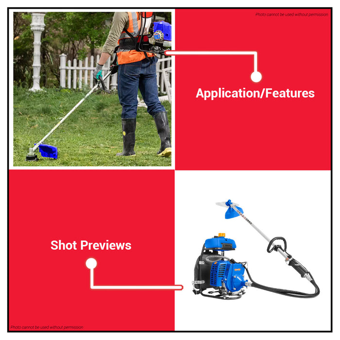 BUILDMATE Wadfow 2-Stroke Gasoline Grass Trimmer and Bush Cutter 30.5cc 0.81kW Lawn Mower Weed Cutter Gardening Tool WGM2A30 - WPT