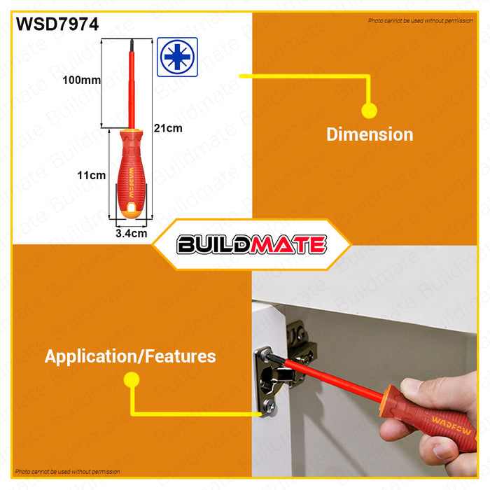 BUILDMATE Wadfow Insulated Screwdriver 80MM - 150MM [SOLD PER PIECE] Flat & Philip Screwdriver Round Shank & Flathead Slotted Crosshead Screw Driver Repair Tool Kit Hand Tool • WHT