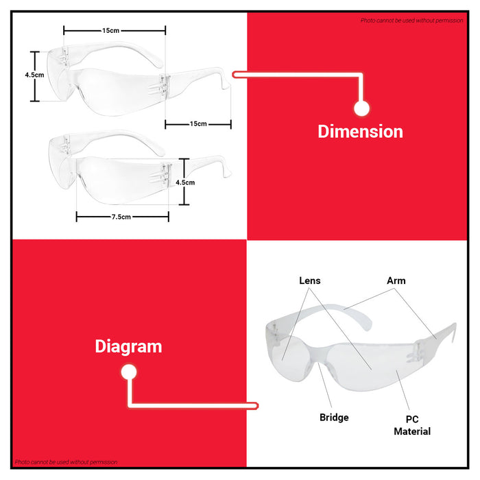 WADFOW 20g Safety Goggles Prevent UV Protective Eyewear Goggles Safety Glasses WSG1801 BUILDMATE WHT