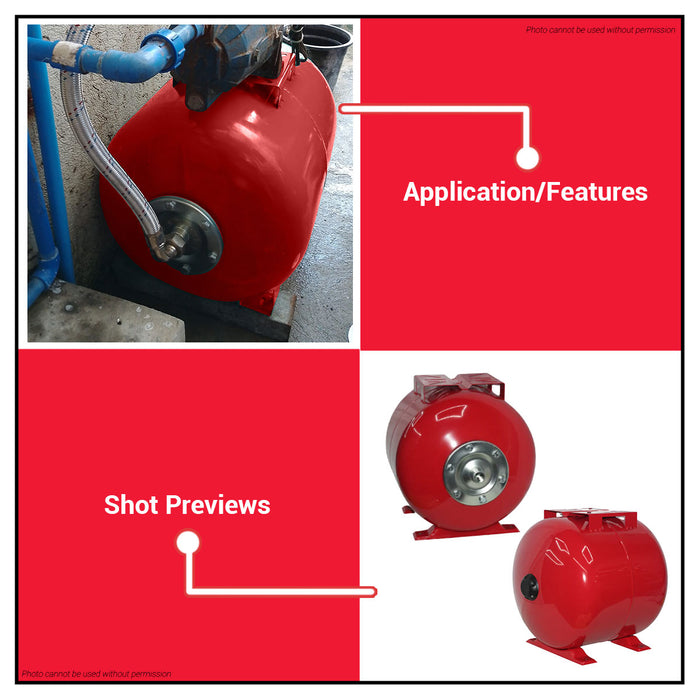 BUILDMATE Zekoki 36L Butyl Bladder Pressure Tank Steel Flange w/ 5-Way Connector Horizontal Tank for Water System ZCF36L