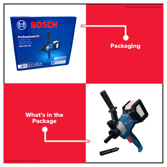 Buildmate x BOSCH Cordless Mixer GRW 18V-120 18V M14 Construction Paint Mixer 06011C2080