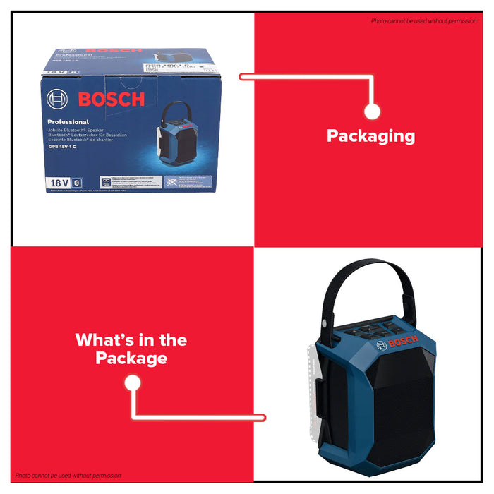 Buildmate x BOSCH Bluetooth Speaker GPB 18V-1 C 18V Jobsite Speaker USB-C 06014A7080