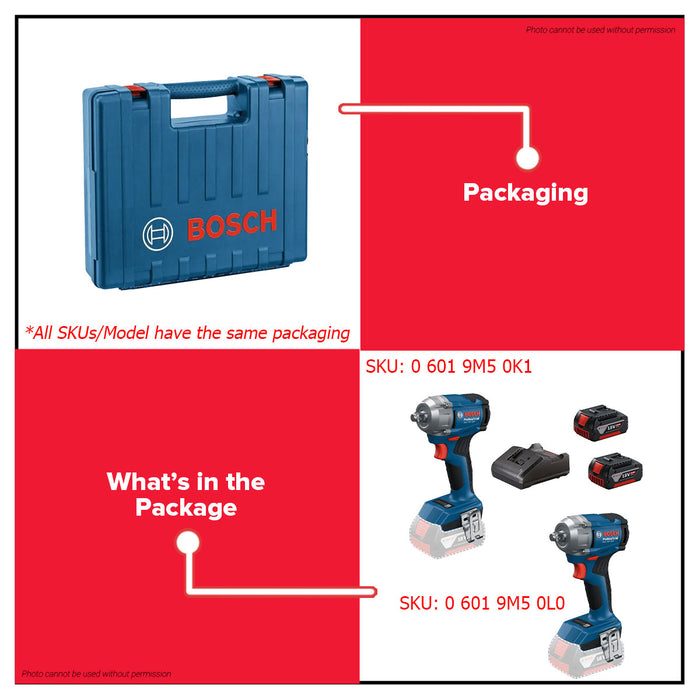 Buildmate x BOSCH SOLO Cordless Impact Wrench GDS 18V-350 18V 1/2" 350Nm Brushless 06019M50L0