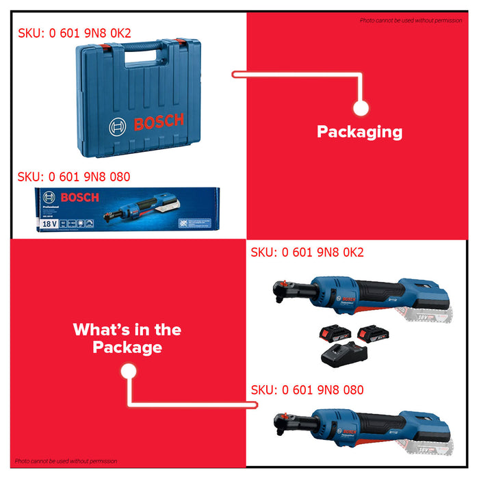 Buildmate x BOSCH SOLO & KIT Cordless Ratchet 2x Battery 1x Charger GRC18V-60 06019N8080/K2 BLC