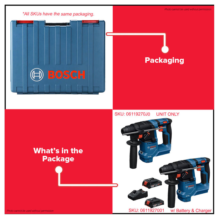 Buildmate x BOSCH PRO KIT SDS Plus Rotary Hammer w/ Kickback Control 2x Battery GBH18V-18 BLC 0611927001